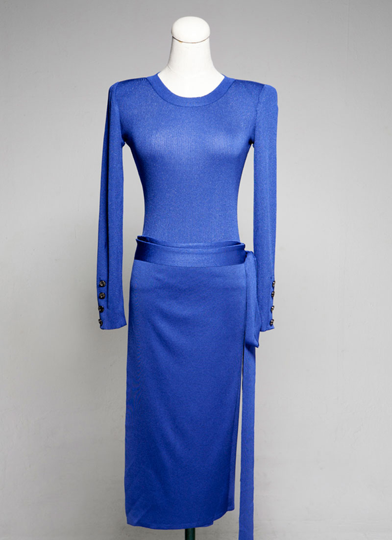Long Sleeve Knit Dress designed with separ...